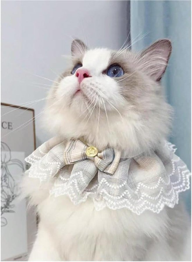 KittuPet Cute Bowtie Cat Dog Collar Lace Collar Ruffle Cat Dog Lace Bib Scarf, Pets Scarf Accessories for Pet Birthday Party Holiday Costume Accessories (S, Grey) - Image 2